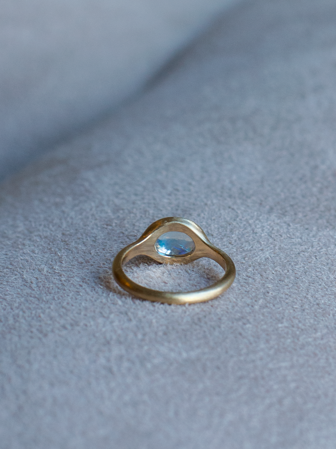 14k Matte Moonstone Ring