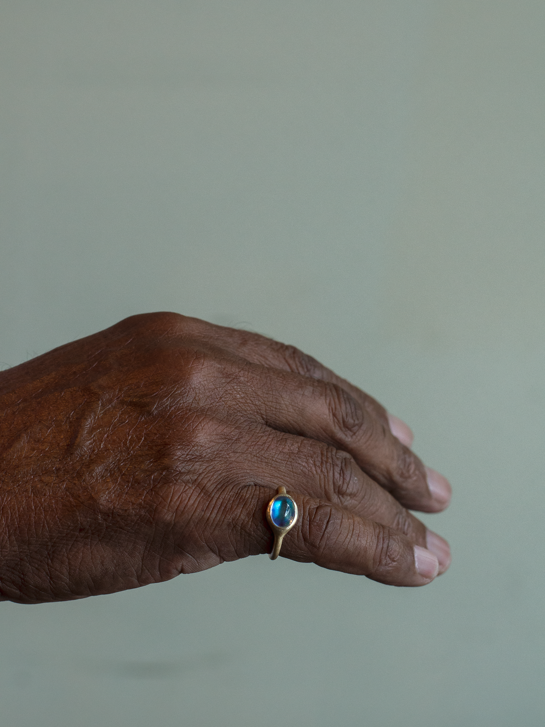 14k Matte Moonstone Ring