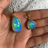 The Azul Grand - 14k Opal and Diamond Pendant