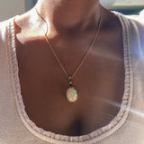 Poésie - 14k Opal Necklace with Diamonds & Sapphires