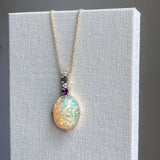 Poésie - 14k Opal Necklace with Diamonds & Sapphires