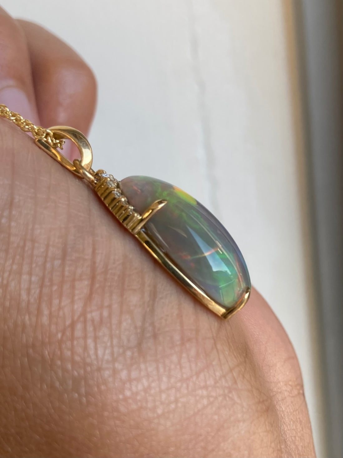 14k Opal and Diamond Pendant