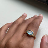 14k Aquamarine Tapered Signet Ring