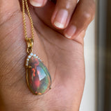 Eclipse - 14k Opal and Diamond Pendant