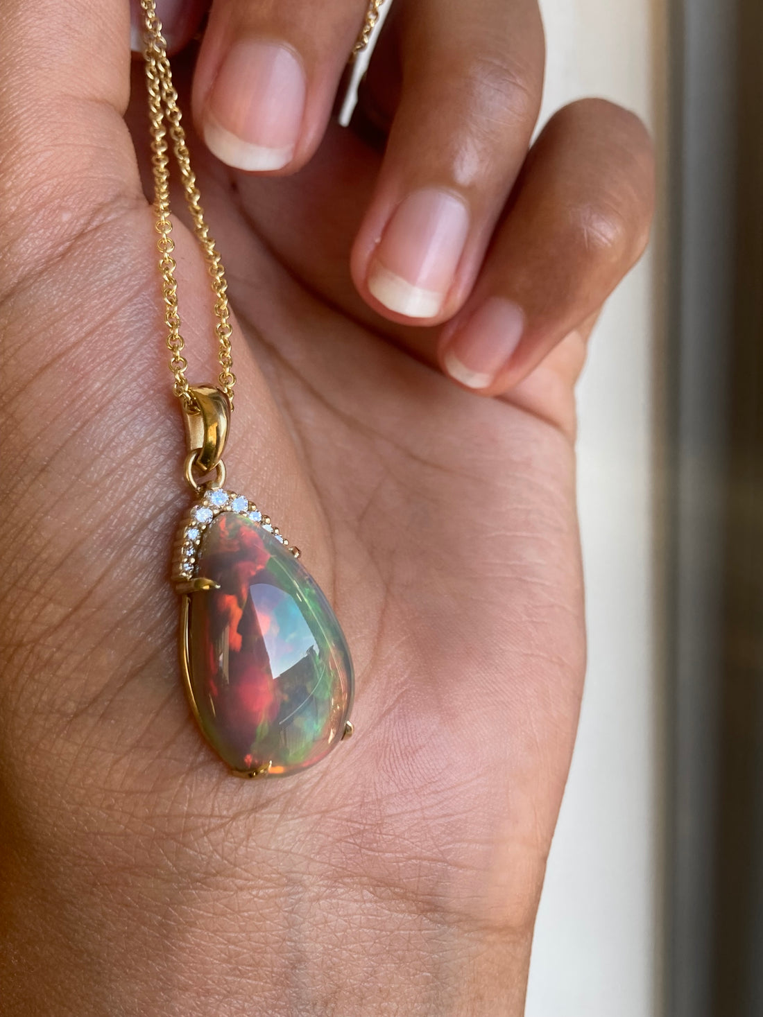 14k Opal and Diamond Pendant