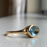 14k Aquamarine Tapered Signet Ring