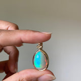 14k Ethiopian Honeycomb Opal Pendant with Gold Granules