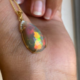 Eclipse - 14k Opal and Diamond Pendant