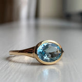 14k Aquamarine Tapered Signet Ring
