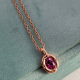 Sunset - 14k Pink Spinel and Orange Diamond Necklace