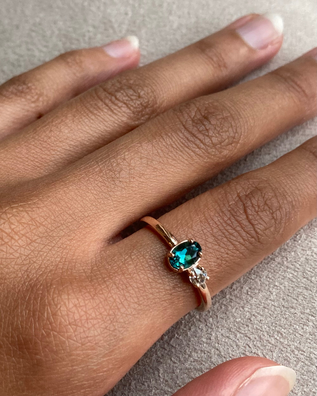18k Indicolite Tourmaline and Diamond Ring