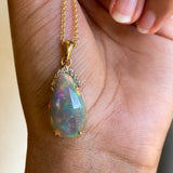 Eclipse - 14k Opal and Diamond Pendant