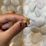 Dahlia - 18k Pink Tourmaline and Diamond Earrings