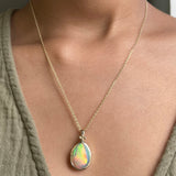 14k Ethiopian Honeycomb Opal Pendant with Gold Granules