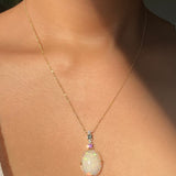Poésie - 14k Opal Necklace with Diamonds & Sapphires