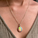 14k Ethiopian Honeycomb Opal Pendant with Gold Granules