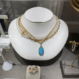 The Azul Grand - 14k Opal and Diamond Pendant
