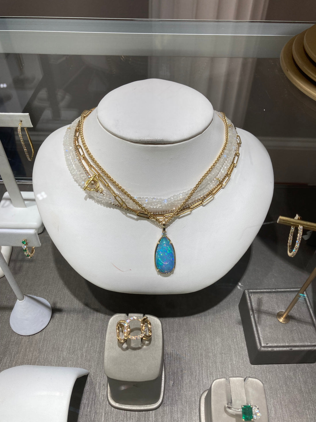 The Azul Grand - 14k Opal and Diamond Pendant