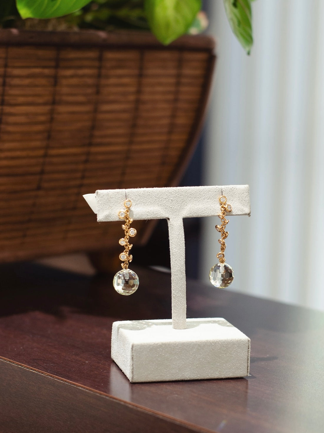 18k Prasiolite and Diamond Earrings