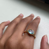 14k Aquamarine Tapered Signet Ring