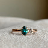 18k Indicolite Tourmaline and Diamond Ring