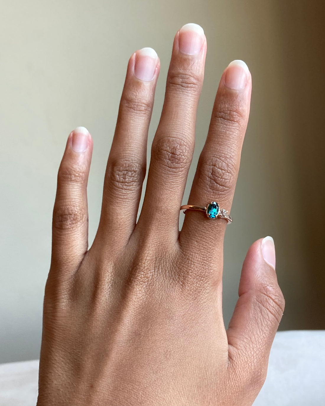 18k Indicolite Tourmaline and Diamond Ring