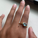 14k Aquamarine Tapered Signet Ring