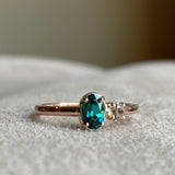 18k Indicolite Tourmaline and Diamond Ring