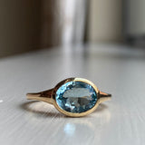 14k Aquamarine Tapered Signet Ring