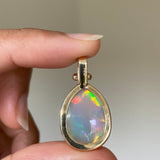 14k Ethiopian Honeycomb Opal Pendant with Gold Granules
