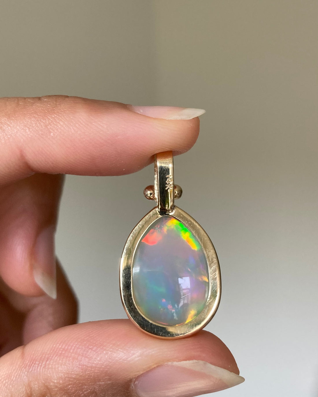 14k Ethiopian Honeycomb Opal Pendant with Gold Granules