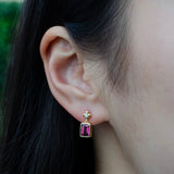 Dahlia - 18k Pink Tourmaline and Diamond Earrings