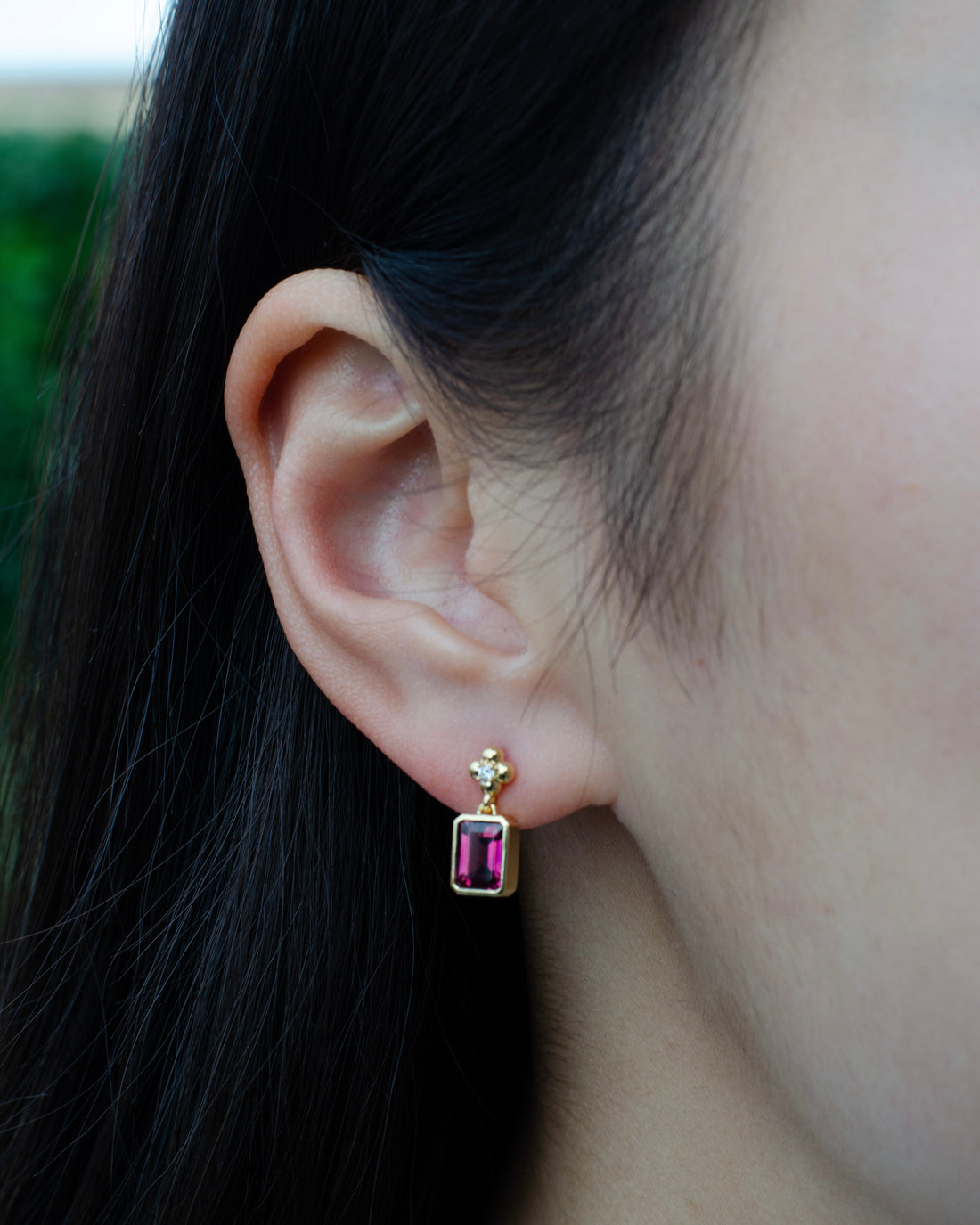 Dahlia - 18k Pink Tourmaline and Diamond Earrings