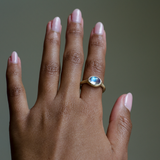 Glacé - 14k Rainbow Moonstone Signet Ring