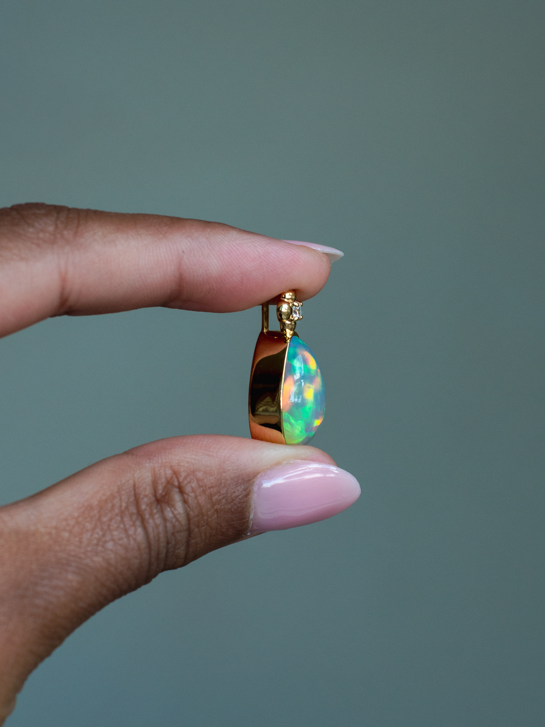 14k Opal and Diamond Pendant