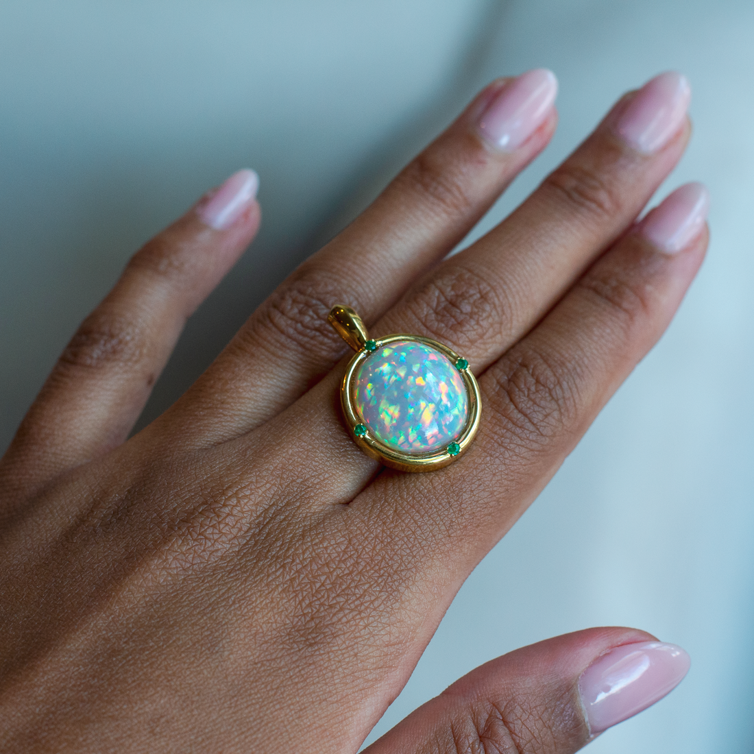 14k Opal and Emerald Pendant