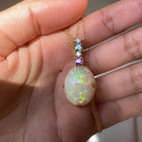 Poésie - 14k Opal Necklace with Diamonds & Sapphires