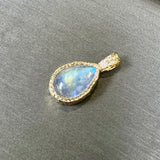 14k Hammered Moonstone Pendant