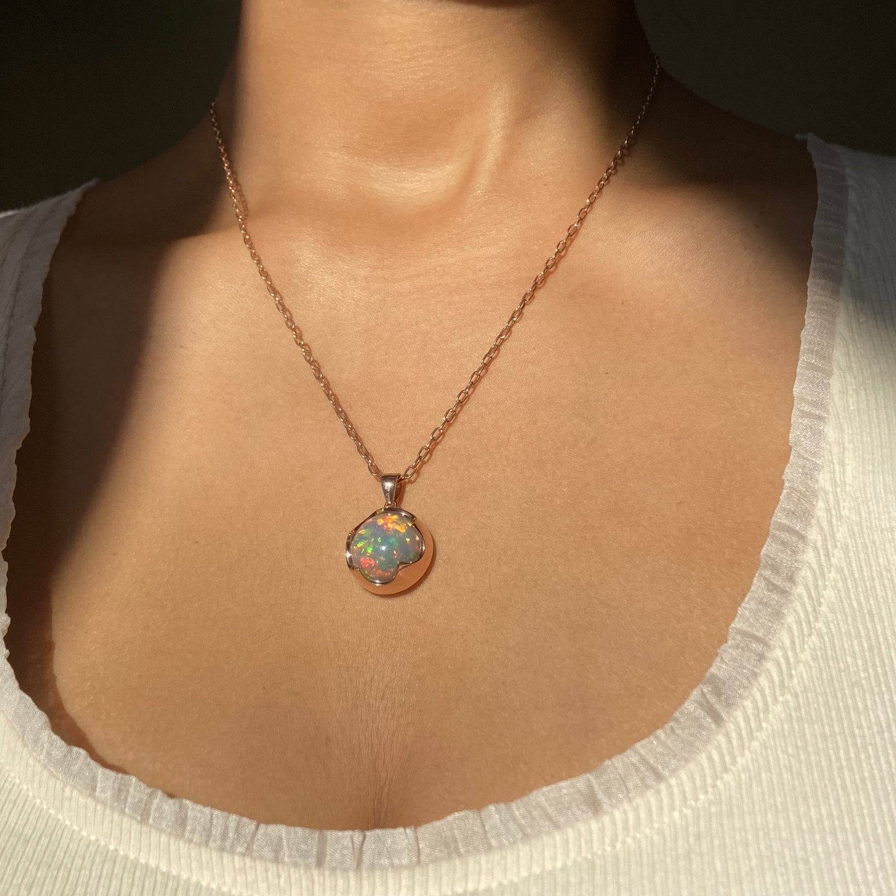Rosebud - 18k Rose Gold Opal Pendant