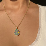 Ember - 14k Gold Opal Pendant with Milgrain
