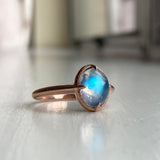 14k Moonstone Ring with Milgrain