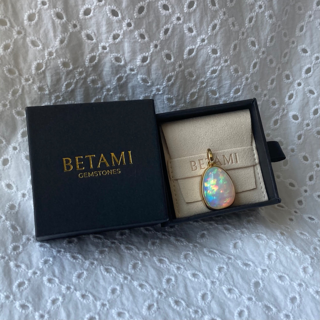 14k White Opal Pendant