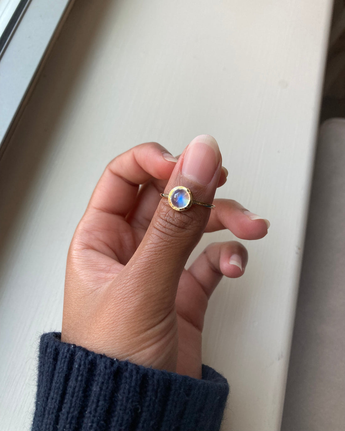 14k Round Moonstone Ring