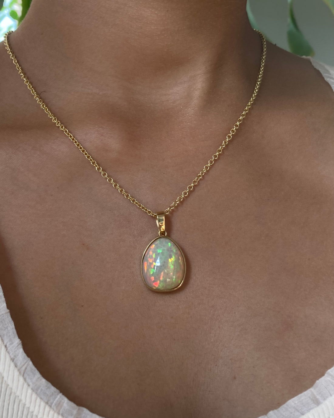 14k Honeycomb Opal Pendant