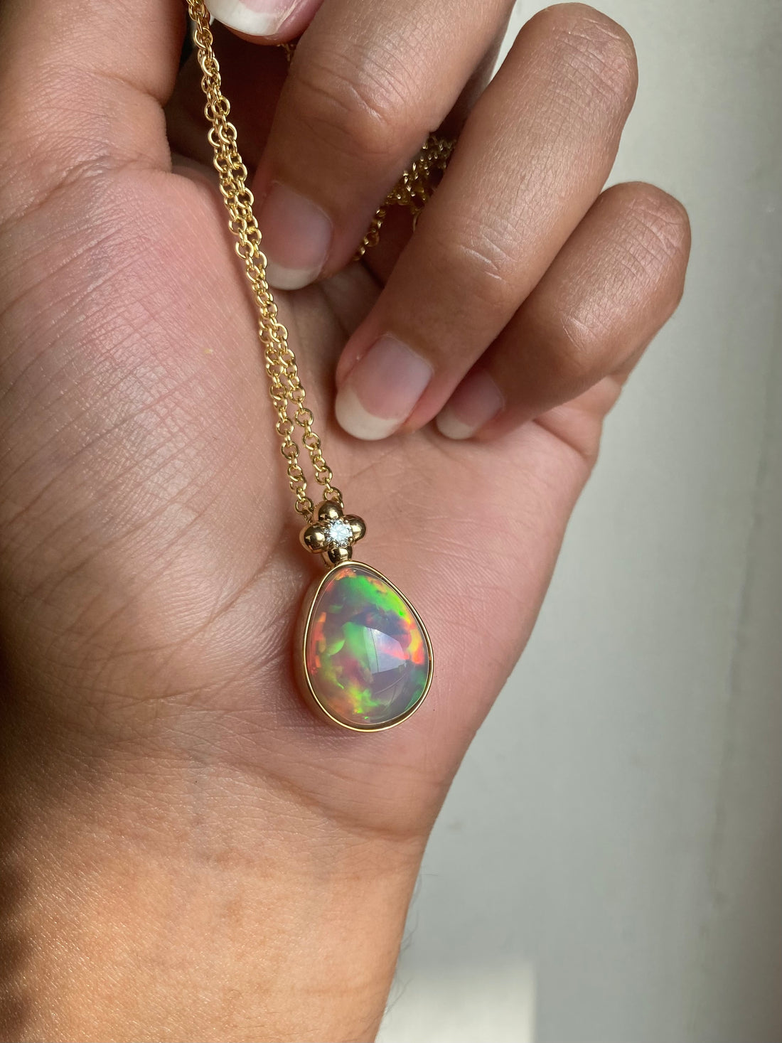 14k Opal and Diamond Pendant