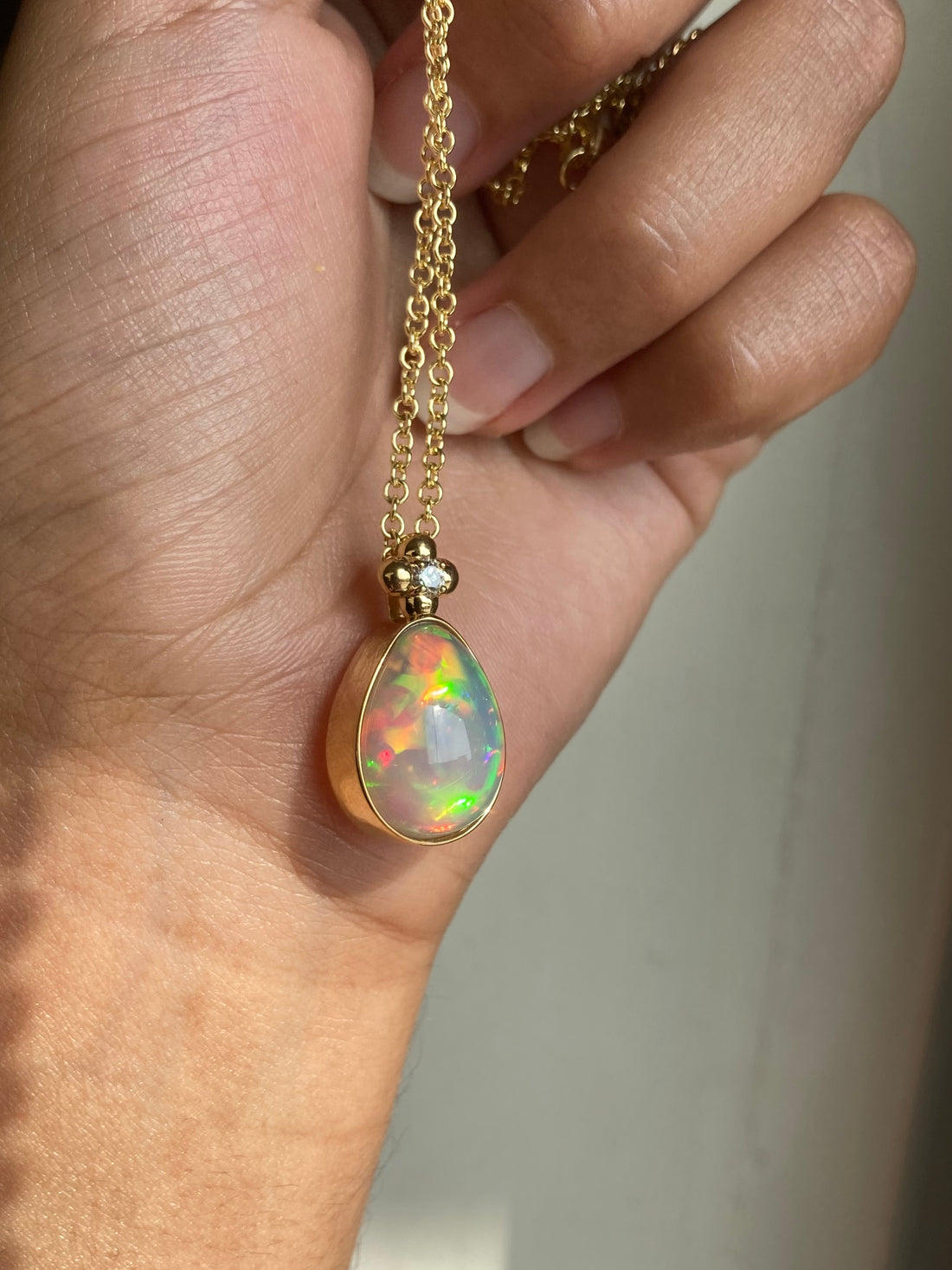 14k Opal and Diamond Pendant