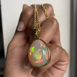 14k Honeycomb Opal Pendant