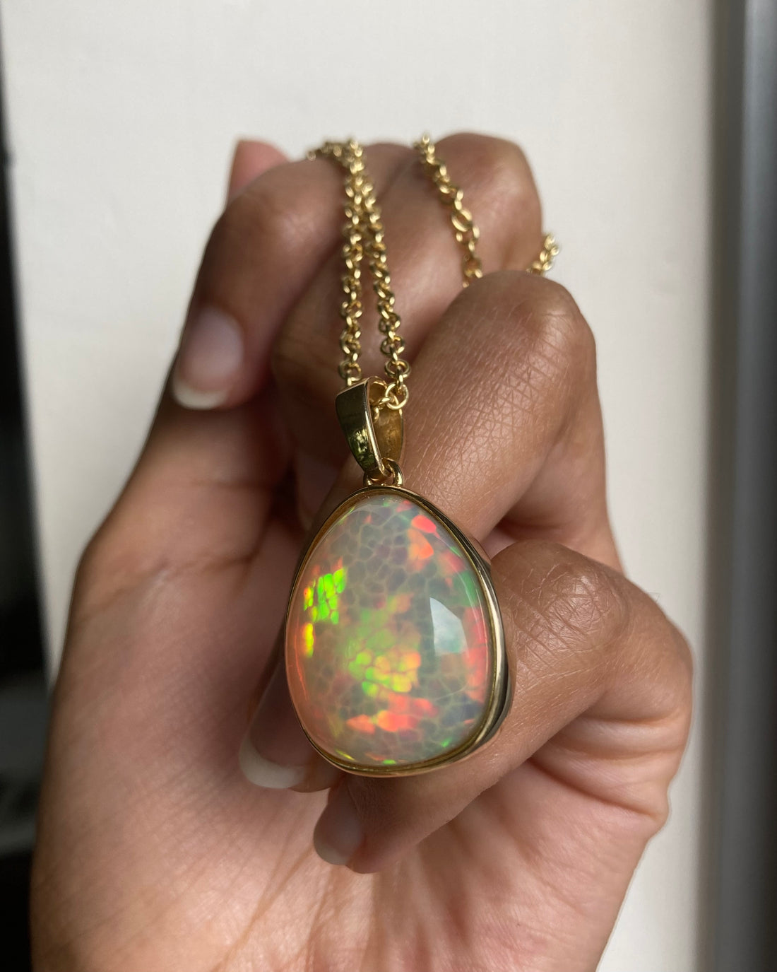 14k Honeycomb Opal Pendant