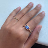 Fiona - 14k Tanzanite Ring with a Diamond Dotted Band
