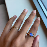 Fiona - 14k Tanzanite Ring with a Diamond Dotted Band